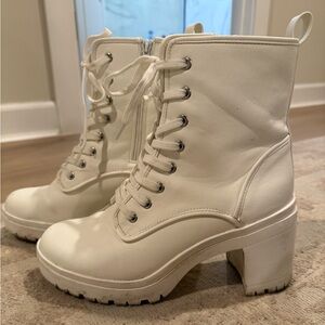 White Lace-Up Sneaker Heels Size 9 Womens